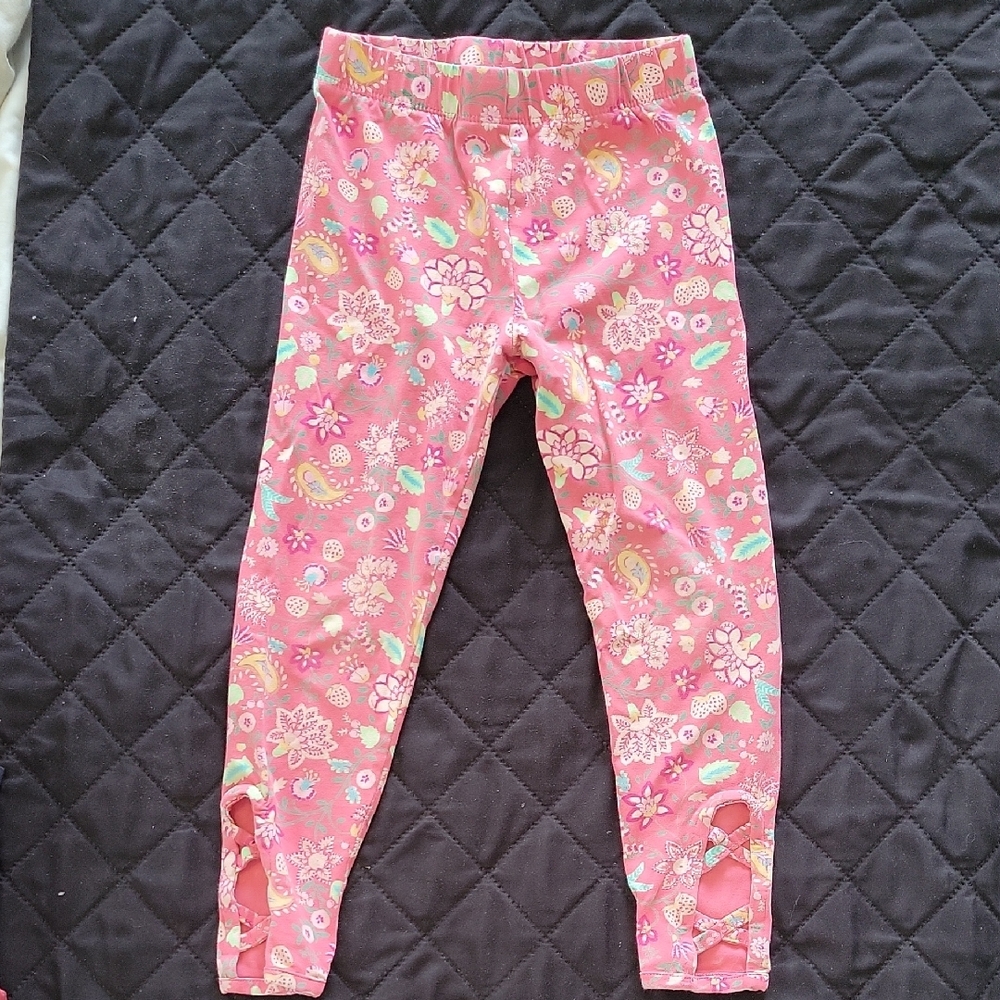 3/20$ Pink Floral Leggings with Elastic Waistband